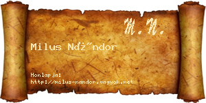 Milus Nándor névjegykártya