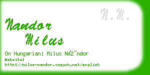 nandor milus business card